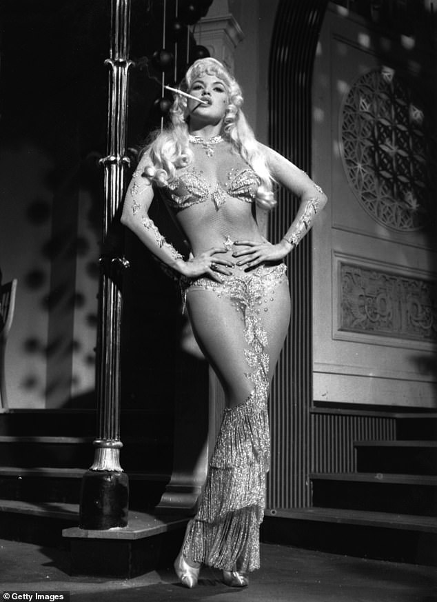 Mansfield was a trailblazer sex symbol in the fifties and sixties - at a time where many actresses were afraid to embrace their sexuality; pictured on set of Too Hot To Handle