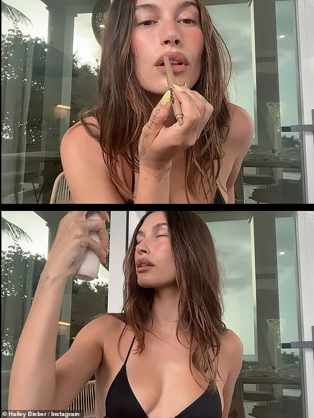 But in a surprising twist, she also appeared to hint at her own emotional state, captioning the post: 'lemon drop martinis and therapy all summer long'