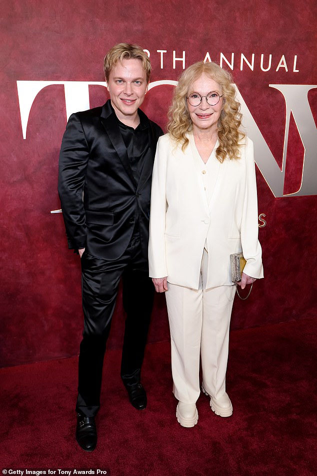 Acting legend Mia Farrow is competing in the lead actress in a play category; pictured May 16 in NYC; pictured with son Ronan Farrow