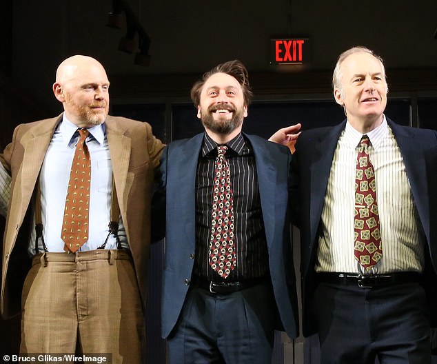 Bob Odenkirk is best known for Breaking Bad and Better Call Saul, but he's now nominated in the Best Performance by an Actor in a Featured Role in a Play category for Glengarry Glen Ross; Odenkirk (R) is pictured with costars Bill Burr (L) and Kieran Culkin (center)