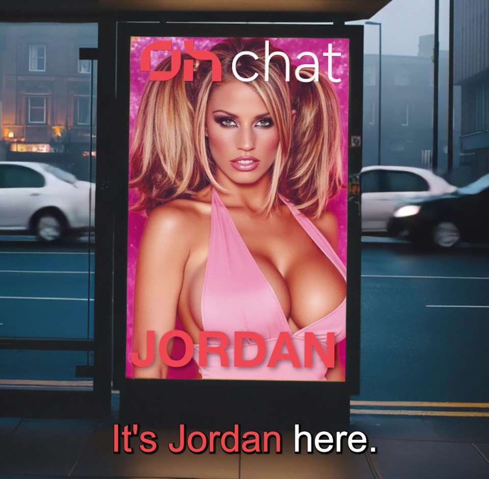 Bus stop advertisement featuring Katie Price as Jordan.