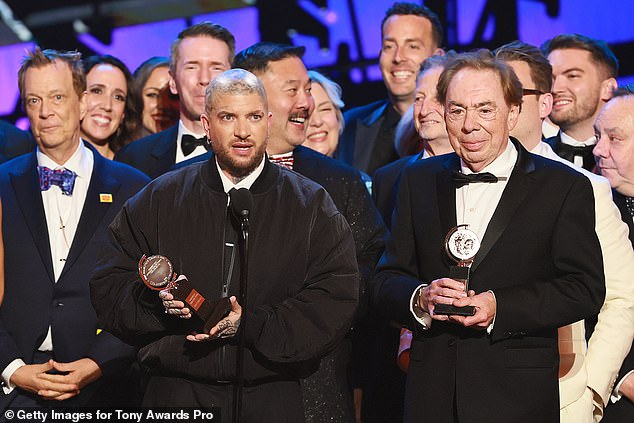 Producer Jamie Lloyd and legendary composer Andrew also accepted the award for Best musical revival for Sunset Boulevard
