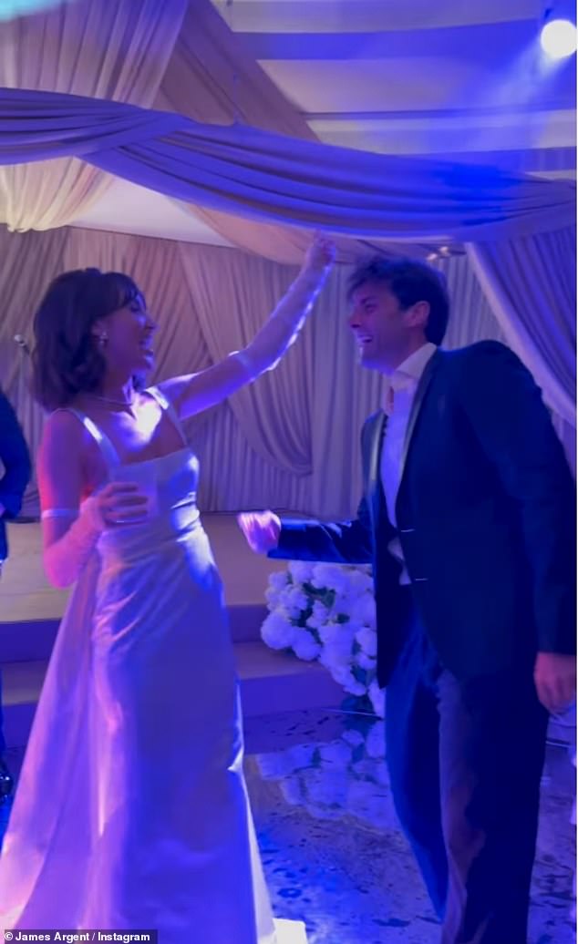 James didn't appear to have a care in the world as he partied with former TOWIE co-star Megan at her wedding to footballer Oliver Burke