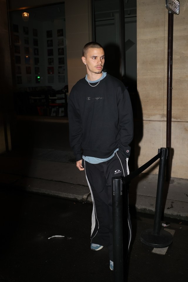 Romeo Beckham leaving a party in Paris.