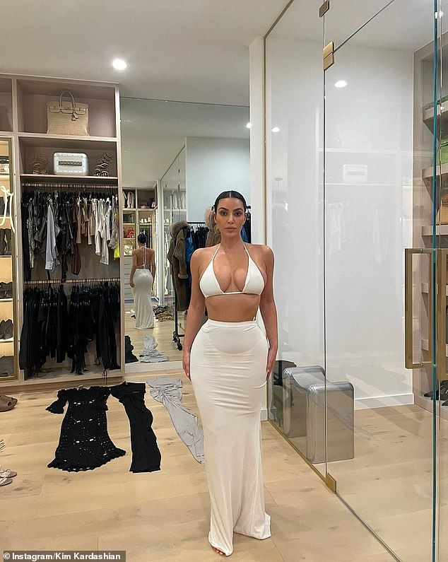 This image was taken inside her walk-in closet which included a Hermes Birkin bag on a shelf