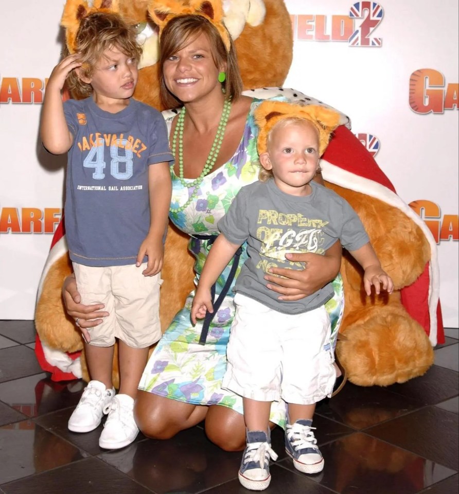 Jade Goody with her sons at the Garfield 2 premiere.