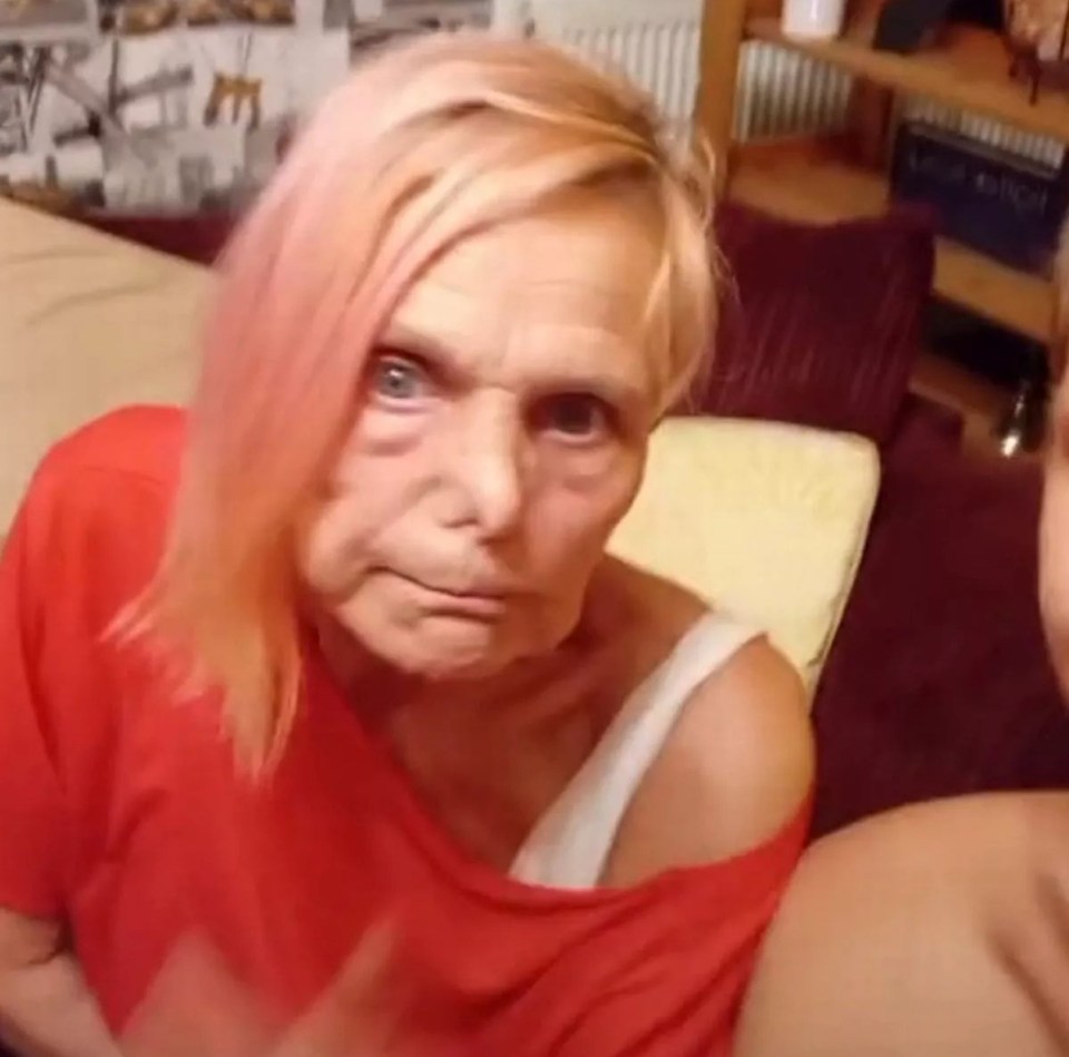 Close-up of Jeff Brazier's grandmother, Jackiey Budden, and her grandson Freddy in a TikTok video.
