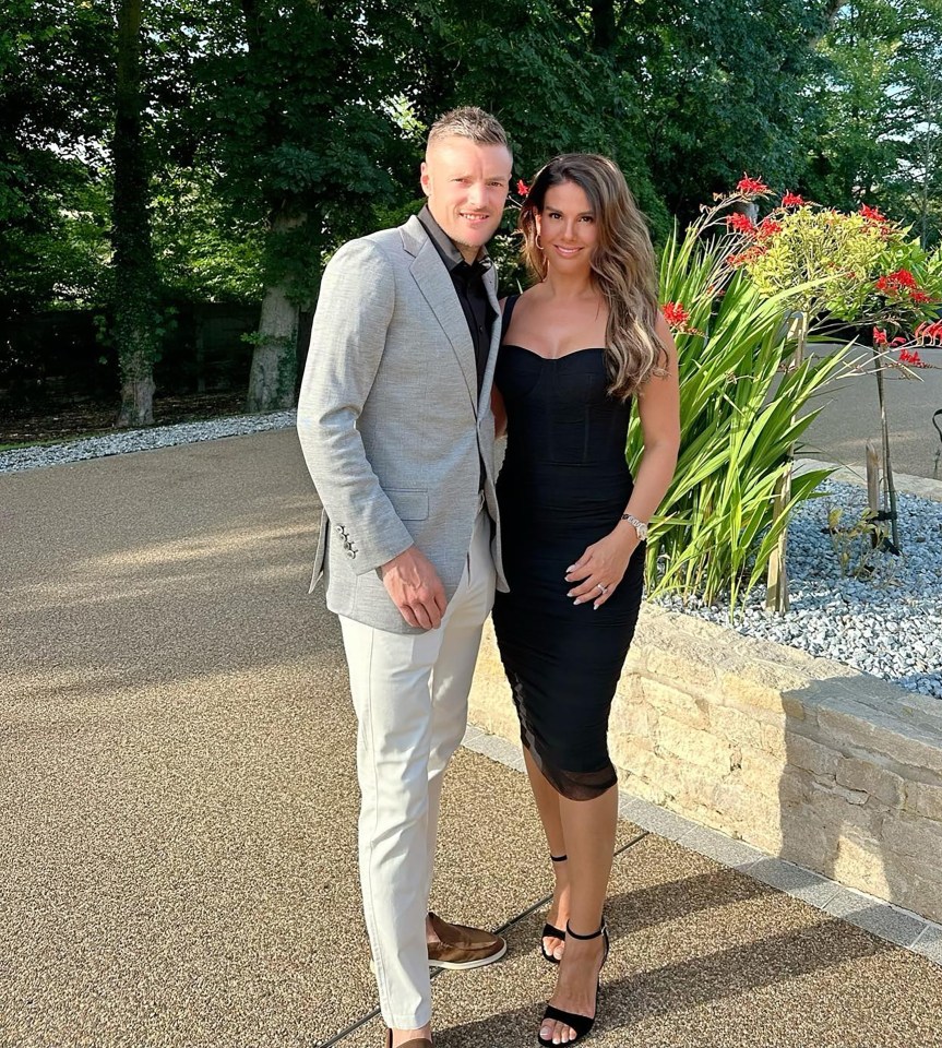 Jamie and Rebekah Vardy in formal attire.