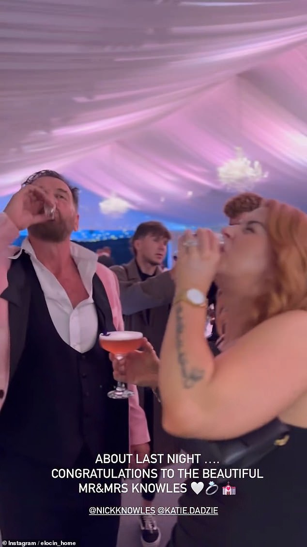 Nick shared shots with his guests as the reception continued into the early hours