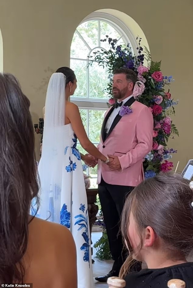 The DIY SOS presenter, 62, cut a sharp figure in a dusky pink jacket after exchanging vows with his lingerie brand boss bride, 34, during a lavish six-figure wedding at Braxted Park, Essex