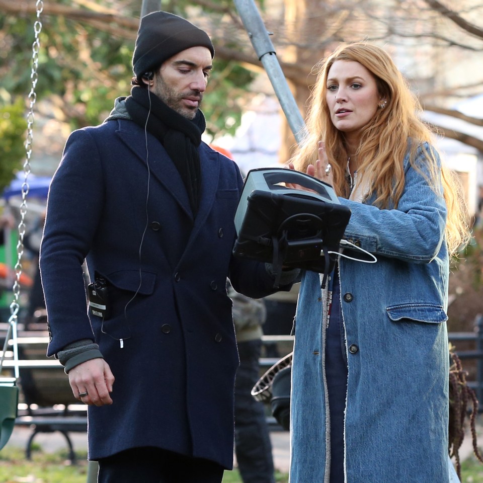 Blake Lively and Justin Baldoni on the set of "It Ends With Us."