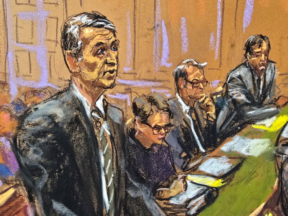 Courtroom sketch of attorney Bryan Freedman.