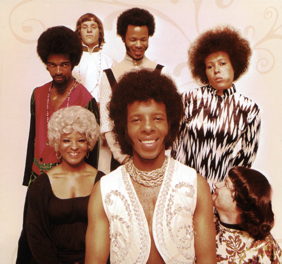 Group photo of Sly & the Family Stone.