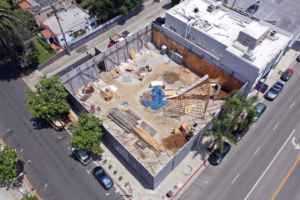 Aerial view of Kanye West's studio headquarters under construction in Los Angeles.