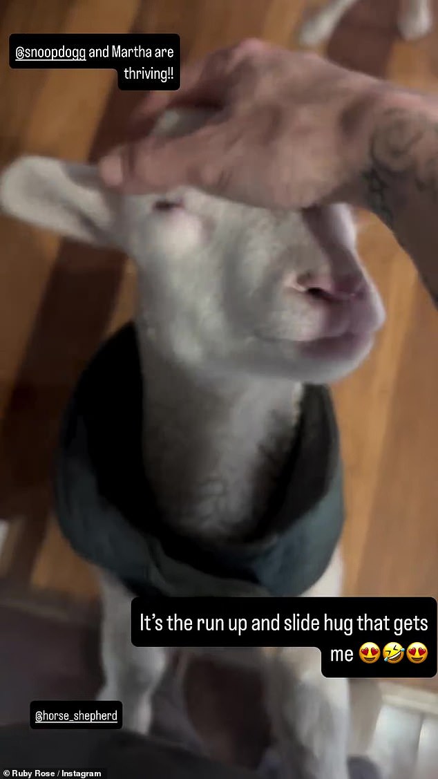 The Australian actor shared videos to Instagram on Monday, showing herself playing with goats at Horse Shepherd Equine Sanctuary