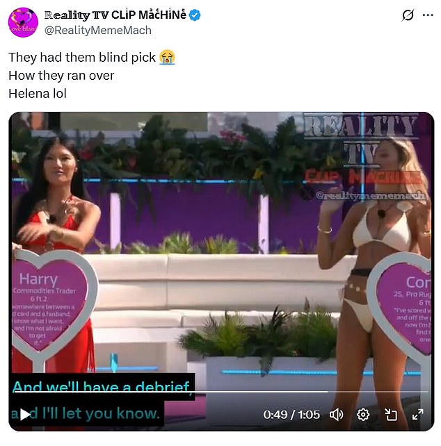 Several fans took to X - formerly known as Twitter - to say they loved the Love Is Blind twist this year and Helena's panicked reaction left them in hysterics