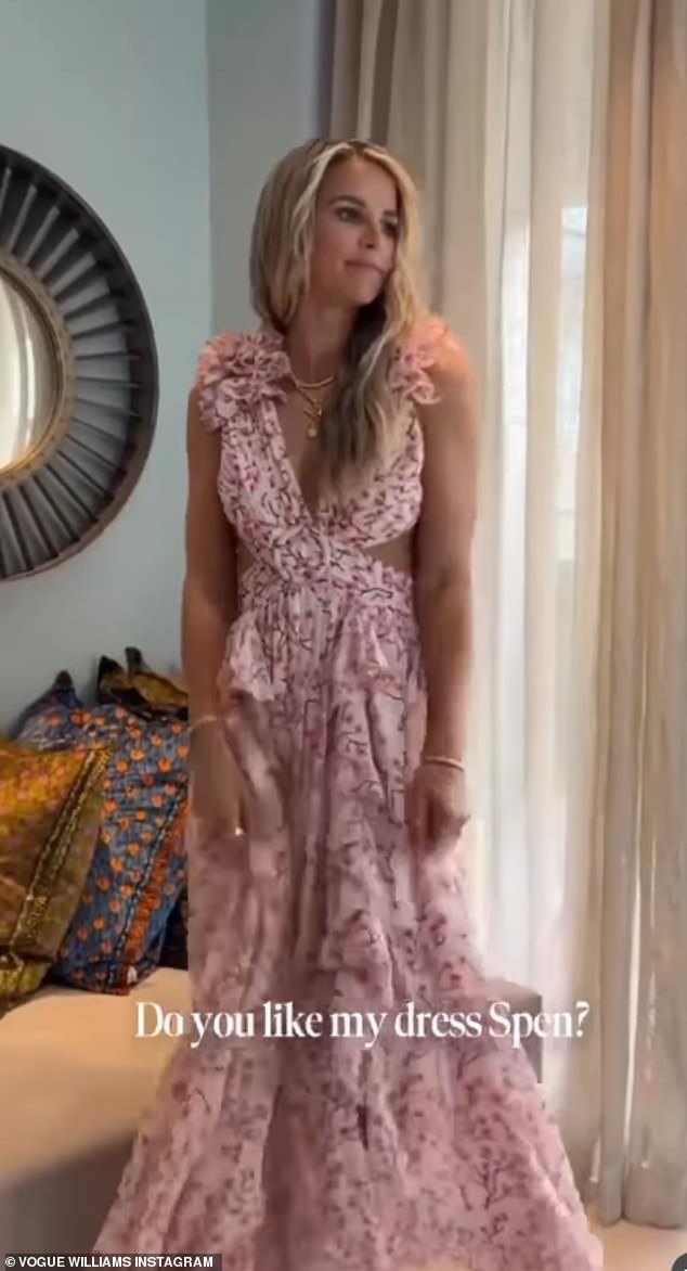 She then wowed in a pink whimsical ruffle dress which was meant for Saturday daytime lunch