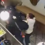 Incredible moment Bridgerton star FIGHTS thief who took her phone before tackling him to cafe floor & grabbing it back
