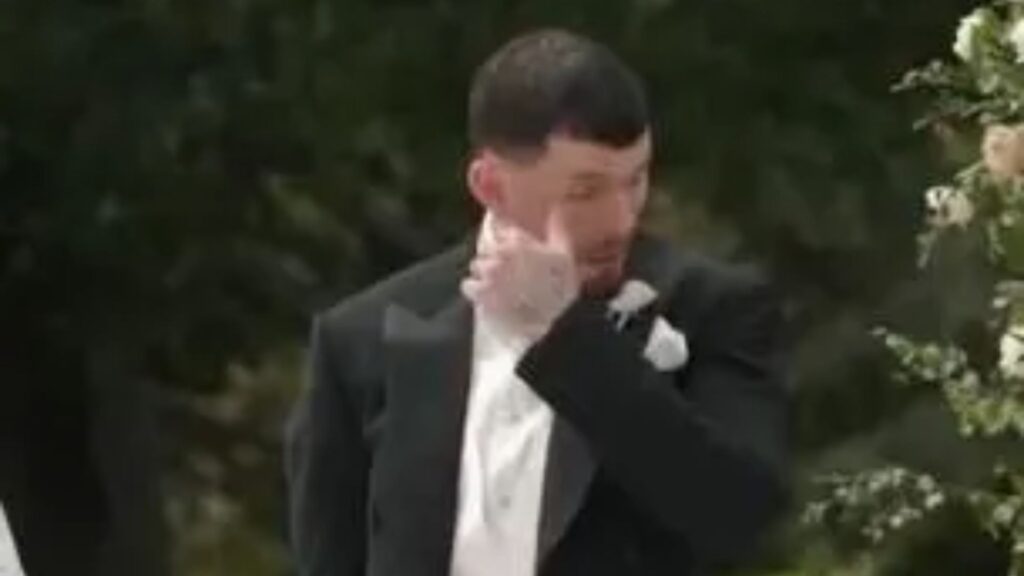 Megan McKenna's footballer husband wipes away tears in new video of their fairytale wedding