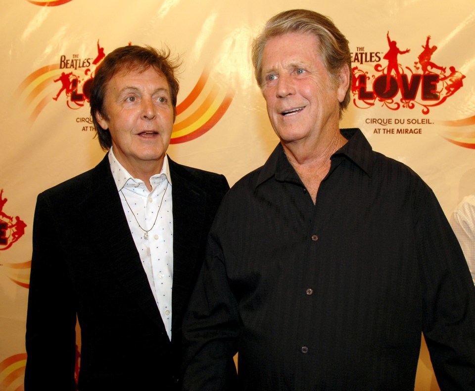 Paul McCartney and Brian Wilson at a Cirque du Soleil event.