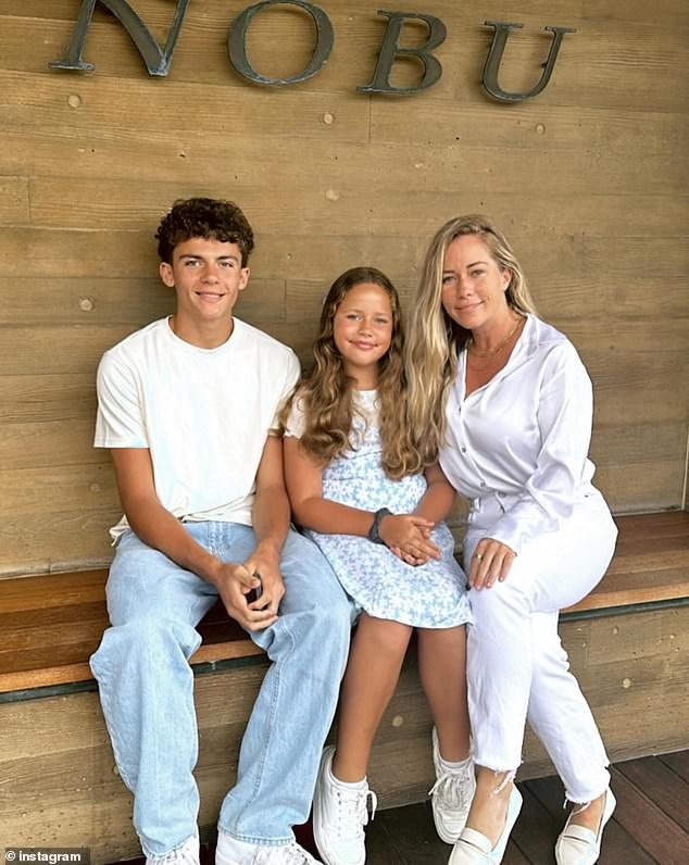 Kendra pictured with son Hank Baskett IV, 15, and daughter Alijah, 11, on her 39th birthday in 2024. She shares her kids with ex-husband Hank Baskett