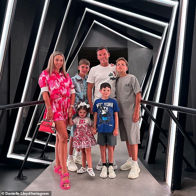 She is mum to five children - sharing son Ronnie, seven, and three-year-old daughter Autumn Rose, with husband Michael O'Neill as well as sons Archie, 14, Harry, 13, and George, 11, with ex-husband Jamie O'Hara (pictured with Michael and youngest kids)