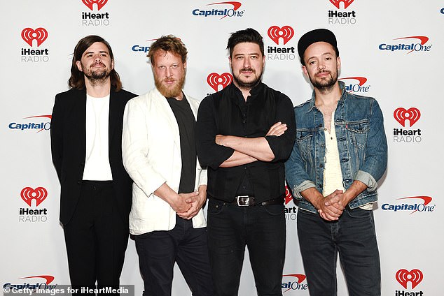 Winston Marshall, Ben Lovett, Marcus Mumford, and Ted Dwane are seen left to right in Las Vegas back in September 2019