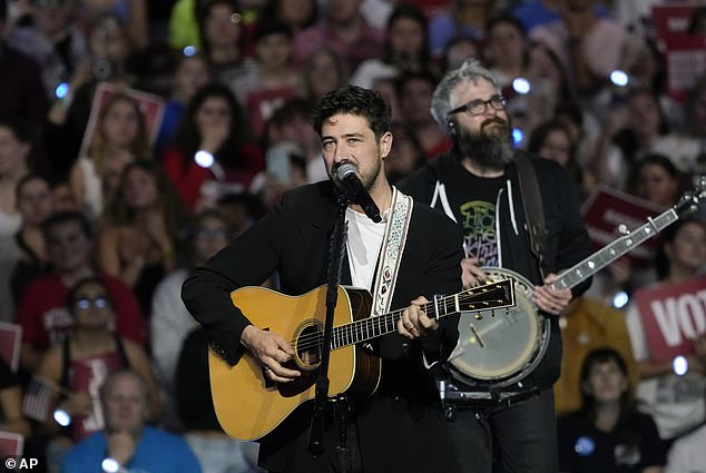 Back in October, Marcus led Mumford & Sons to perform at a Kamala Harris rally in Madison, Wisconsin days before she was defeated by current US President Donald Trump in the election