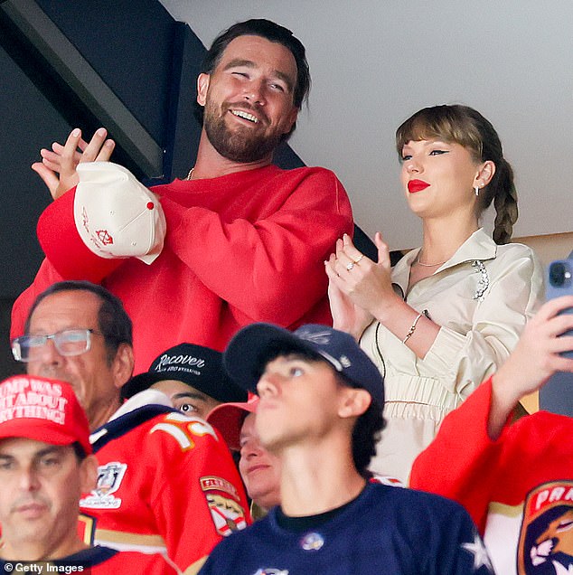 While Swift wasn't flashing a wedding ring, the 13-time Grammy winner did give nod to her love for the NFL hunk in hidden details in her nearly $16,000 game day outfit