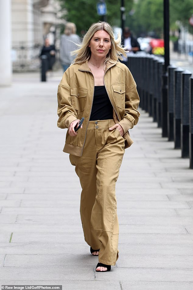 Meanwhile, former Saturdays star Mollie King, 38, cut a stylish figure in a tan zip-up jacket and matching flared-leg trousers as she arrived at Radio 1