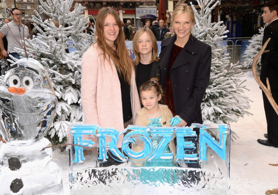 Jo Whiley with her three children at the Frozen film premiere.