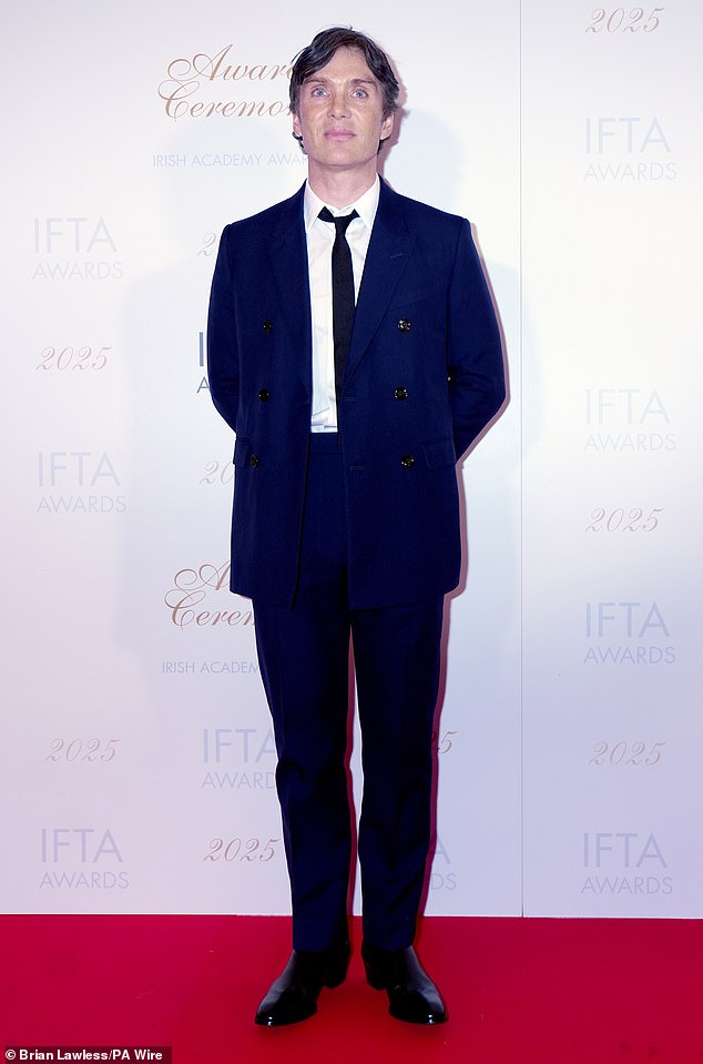 Bookmaker expert Jake Ashton said: 'With Cillian Murphy at the height of his powers and trusted by major directors, he's a natural favourite' (pictured in February)