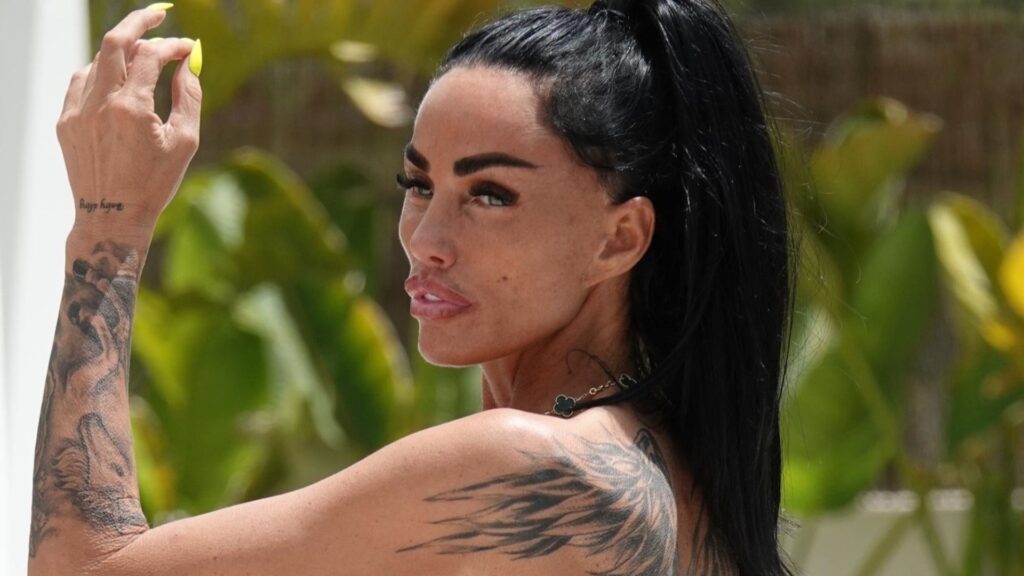 Topless Katie Price shows off her new bum and tattoos in bikini as she parties with Dean Gaffney & Jamie O'Hara in Ibiza
