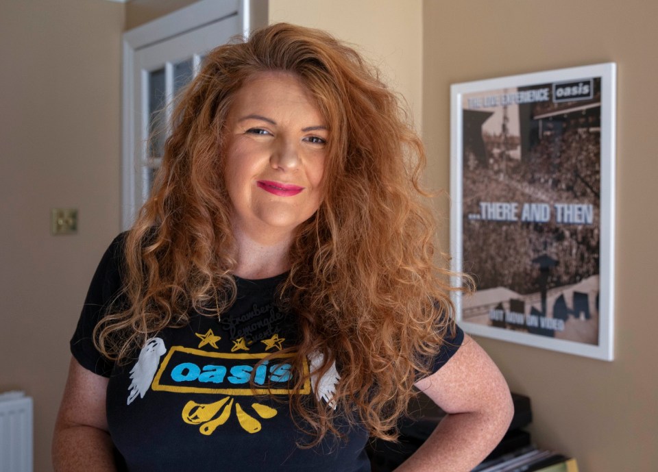 Oasis superman Sian Downes in her Hawick home with some of her Oasis memorabilia. The band announced today that they are to reunite.