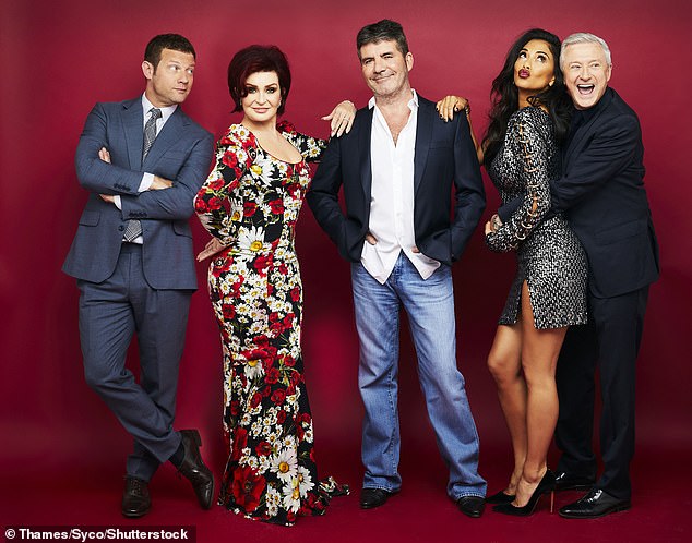Nine years ago, she had just pulled out of Lord Webber's Broadway production of Cats at the last minute to take a seven-figure salary to return as a judge on ITV's X Factor (pictured with host Dermot O'Leary, Sharon Osbourne, Simon Cowell and Louis Walsh in 2017)