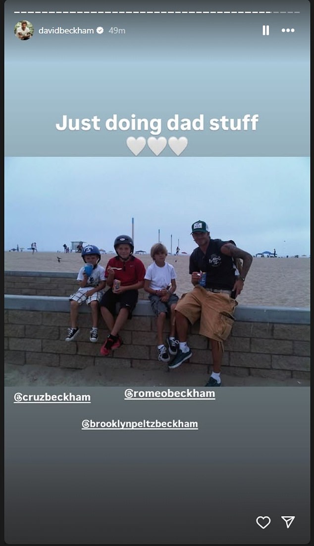 David continued marking the day by sharing throwback snaps of his children to his Instagram stories, including Brooklyn, and tagged him in each individual capture