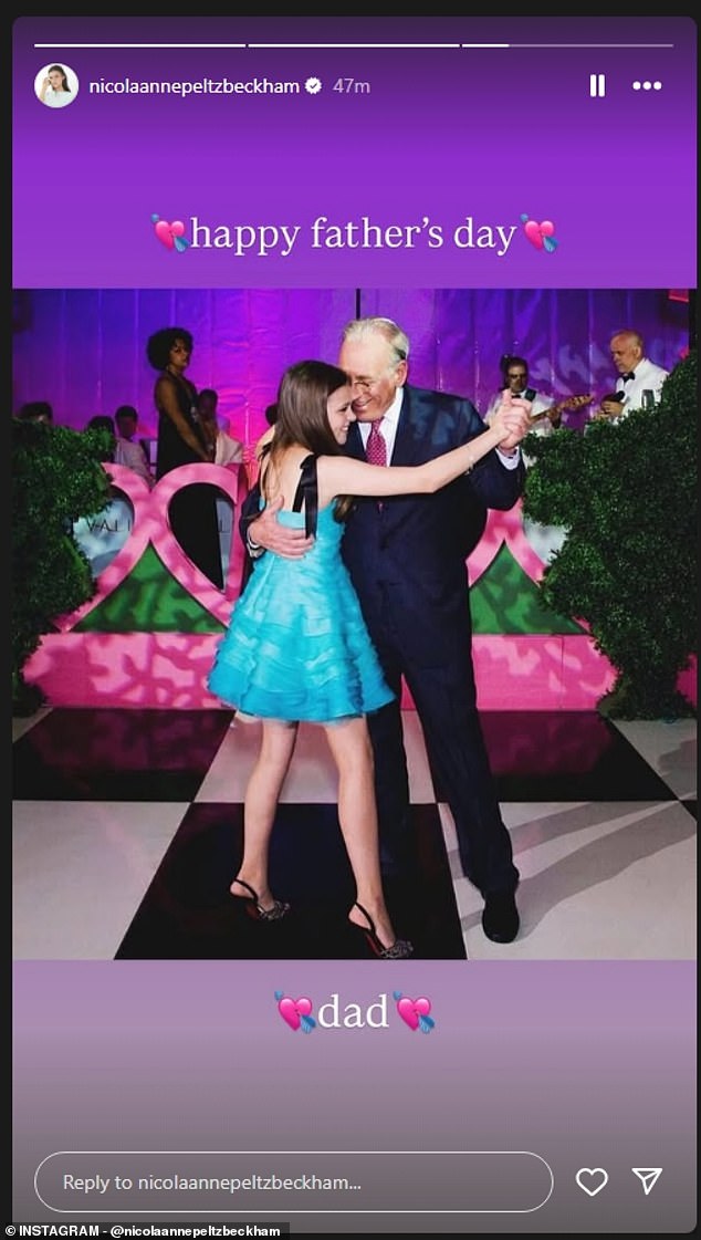 Nicola told her father: 'Thank you for always being my constant support I love you beyond words'
