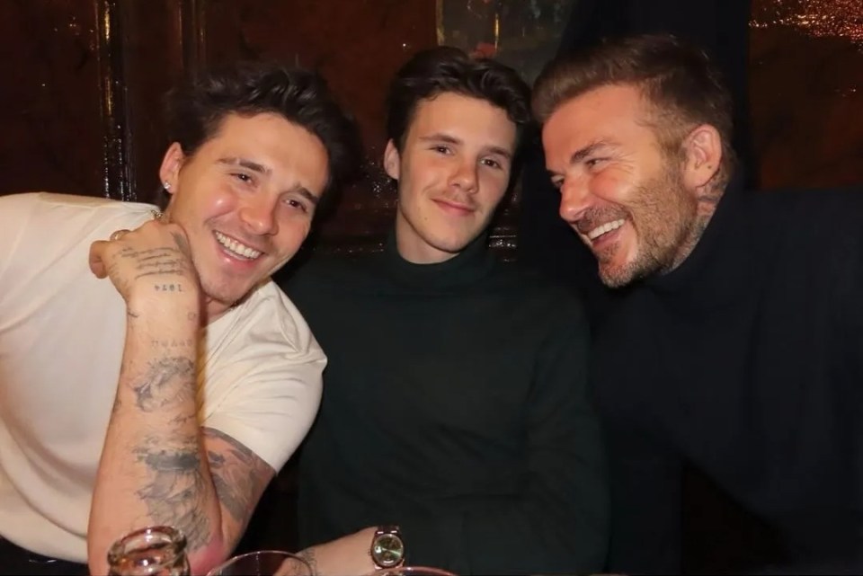 David Beckham with sons Brooklyn and Romeo.