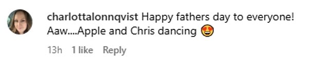 Gwyneth's post was flooded with sweet messages from fans obsessing over Apple and Chris' cute bond