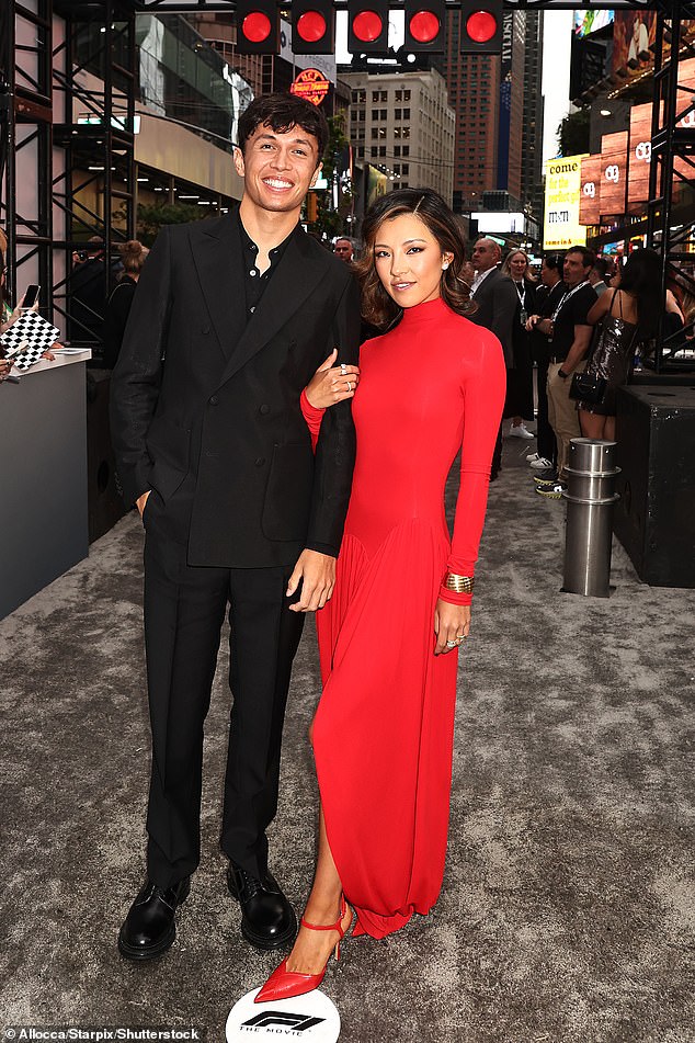 Alexander Albon's Lily Muni girlfriend turned heads in a bold red gown and matching pointed heels