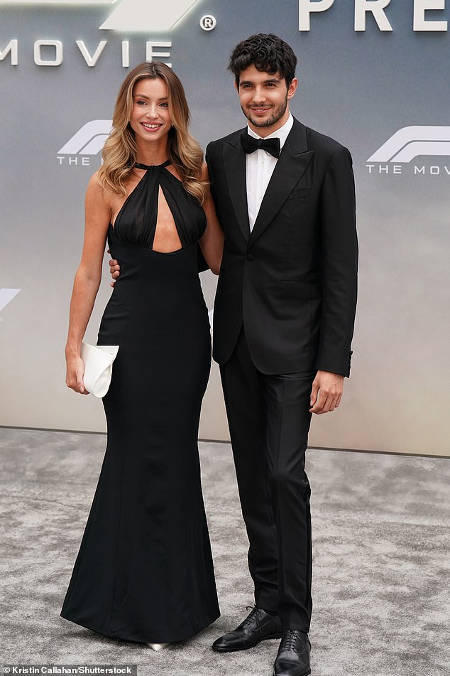 Esteban Ocon dressed to impress in a black tuxedo, while his girlfriend Flavy Barla stunned in a figure-hugging gown