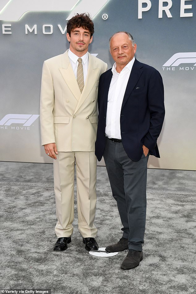F1 Ferrari driver Charles Leclerc and Ferrari team principal Frédéric Vasseur showed their support