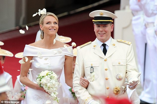 Princess Charlene and Prince Albert of Monaco on their wedding day in the Principality on July 2, 2011