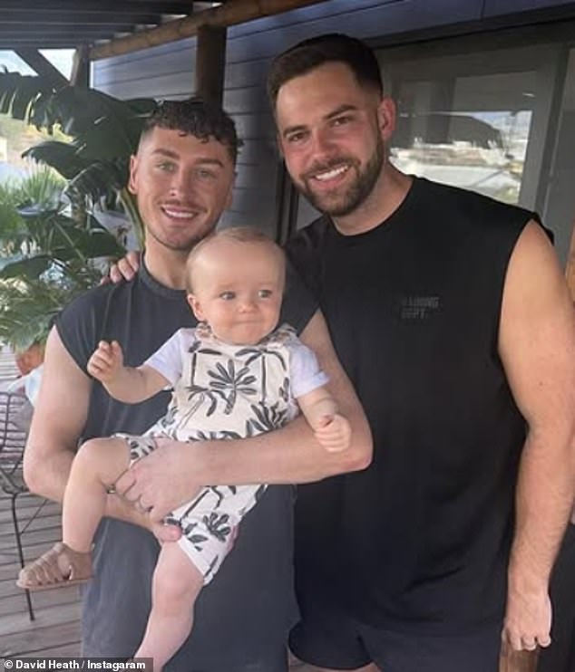 David (left) also shares 23-month-old son Jude with his boyfriend Samuel
