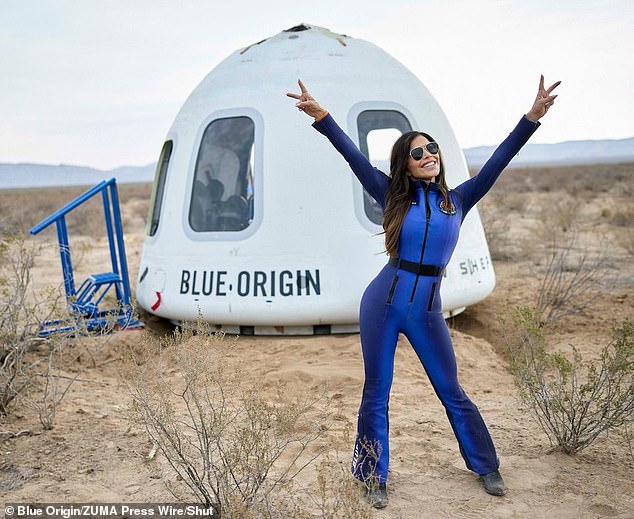 According to the suit, Sanchez also 'trolled' Zabel by designing her space suit to look like the one in her book during her trip earlier this year into space aboard a Blue Origin vessel
