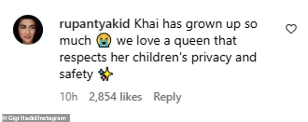Instagram user @rupantyakid agreed: 'Khai has grown up so much! We love a queen that respects her children's privacy and safety'