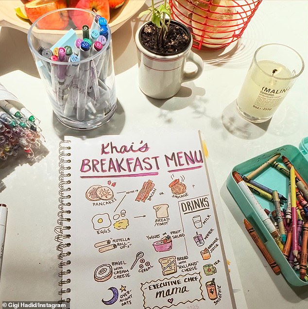But now as executive chef 'Mama' - Gigi prepares Khai's breakfast menu with a choice of beverages and food options including pancakes, bacon, sausage, toast, Nutella French toast roll-ups, bagel with cream cheese, bread with 'Holland' cheese, and Overnight Oats