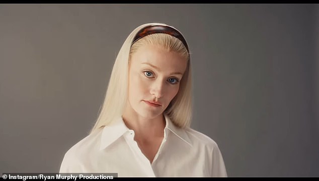 She slipped into a pair of closed-toed, black pumps and allowed her platinum blonde locks to flow down straight past her shoulders