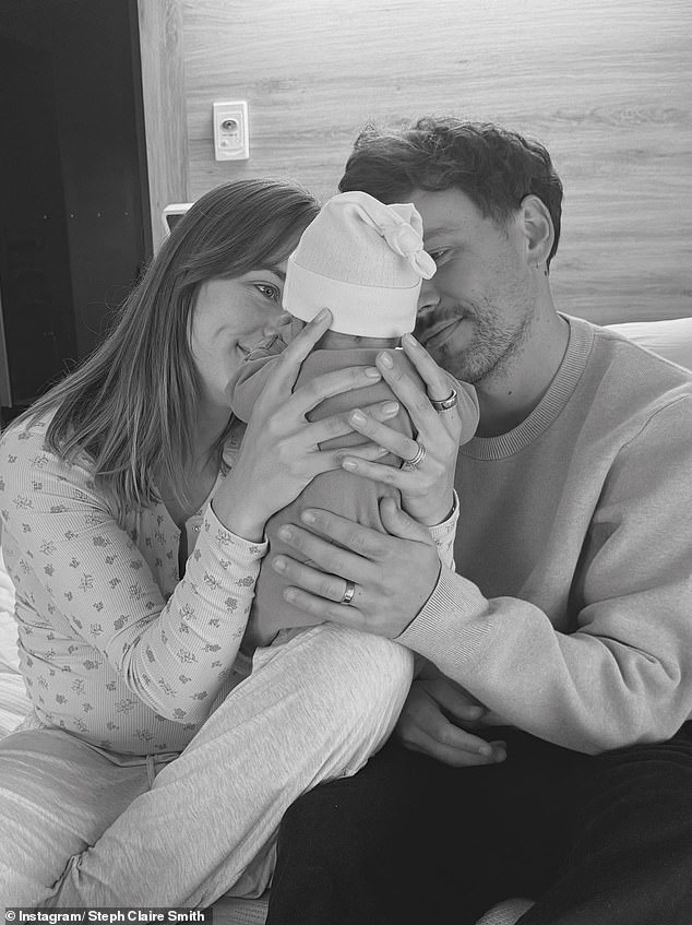 'She's here,' wrote Steph. 'Billie Claire Miller joined us on Wednesday & we're so in love. So excited to take her home to her big brother'