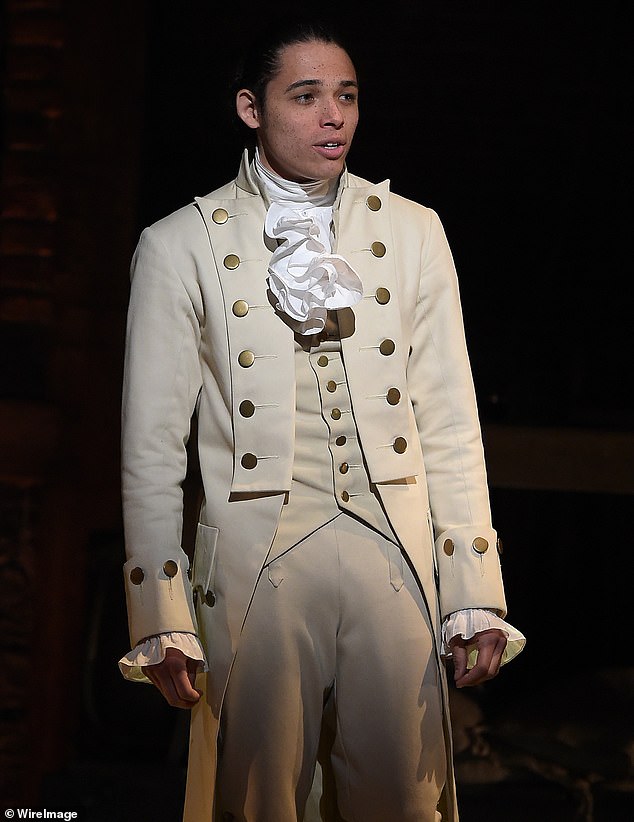 Anthony was in the 2015 original Broadway cast of the show, playing two roles including Alexander Hamilton's son Philip; pictured in the role at the 2016 Grammys